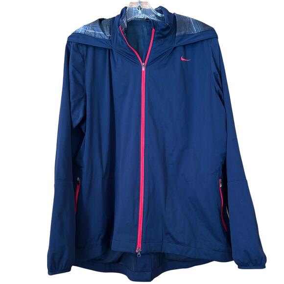 Women's Nike Golf Full Zip Hooded Jacket, Blue, Red, Size XL, EUC - Picture 1 of 3